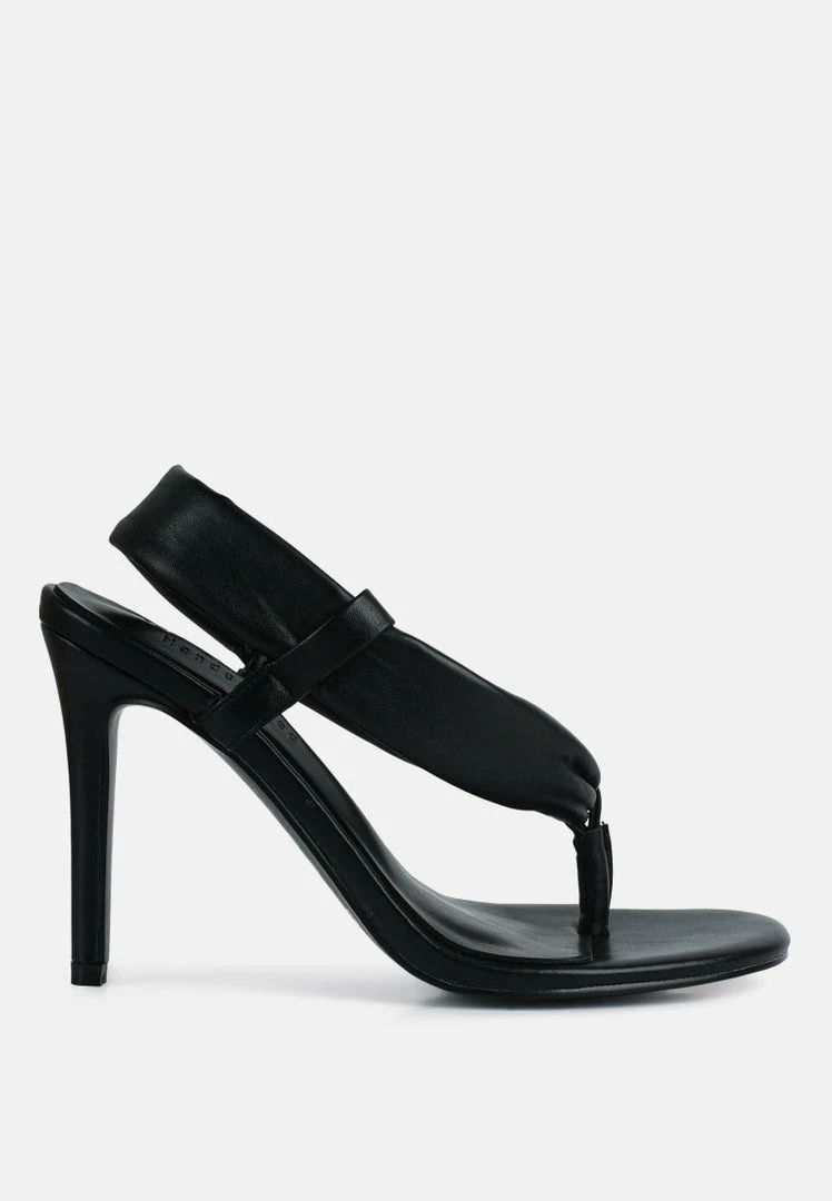 Rag & Co SINGLES Black High Heeled Thong Sandals 4 Rag & Co SINGLES Black High Heeled Thong Sandals