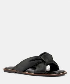 Rag & Co CHUBS Black Puffy Strap Sliders Flat Flats