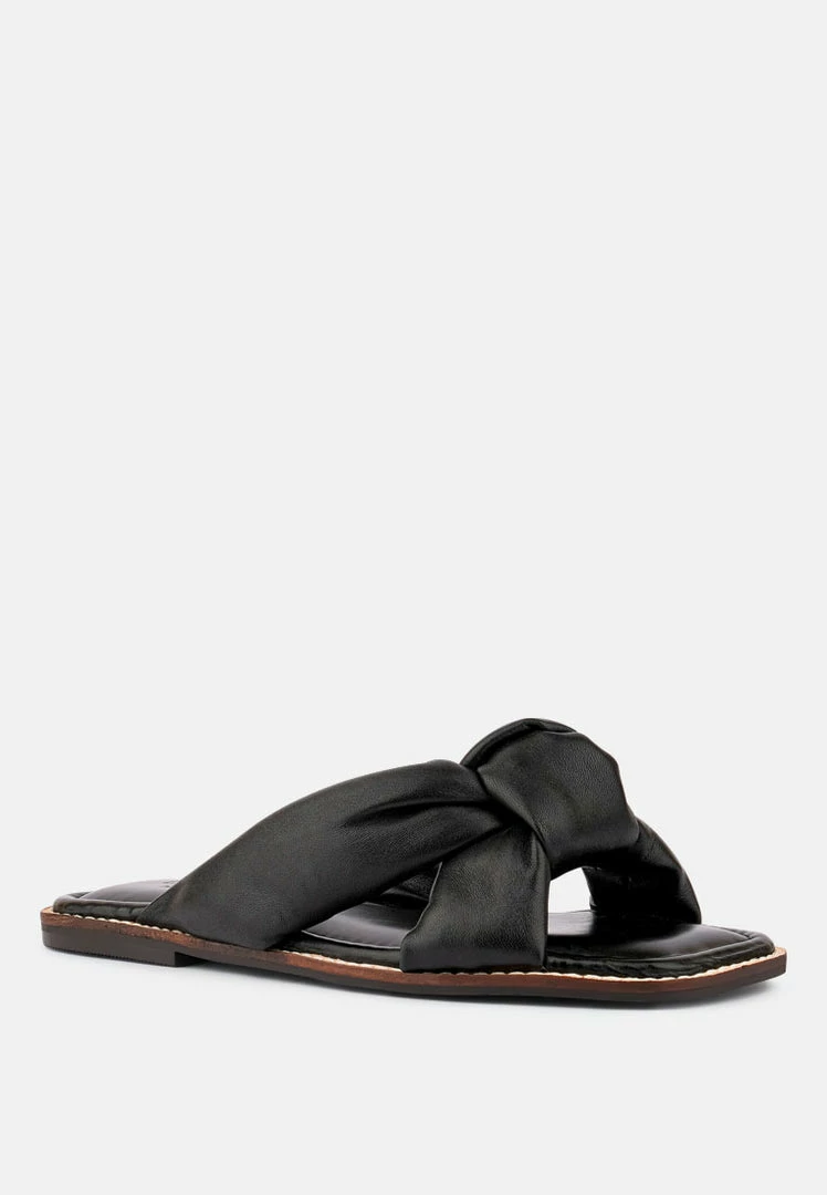 Rag & Co CHUBS Black Puffy Strap Sliders Flat Flats 3 Rag & Co CHUBS Black Puffy Strap Sliders Flat Flats