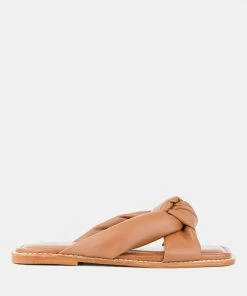 Rag & Co Flats CHUBS Tan Puffy Strap Sliders Flat