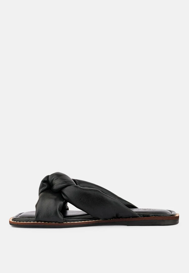 Rag & Co CHUBS Black Puffy Strap Sliders Flat Flats 6 Rag & Co CHUBS Black Puffy Strap Sliders Flat Flats