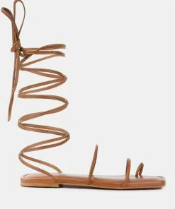 Rag & Co AMATHA Tan Essential Toe Ring Summer Leather Flats