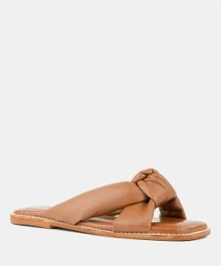 Rag & Co Flats CHUBS Tan Puffy Strap Sliders Flat