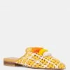 Rag & Co Flats MARIANA Yellow Woven Flat Mules With Tassels