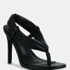Rag & Co SINGLES Black High Heeled Thong Sandals 1 Rag & Co SINGLES Black High Heeled Thong Sandals