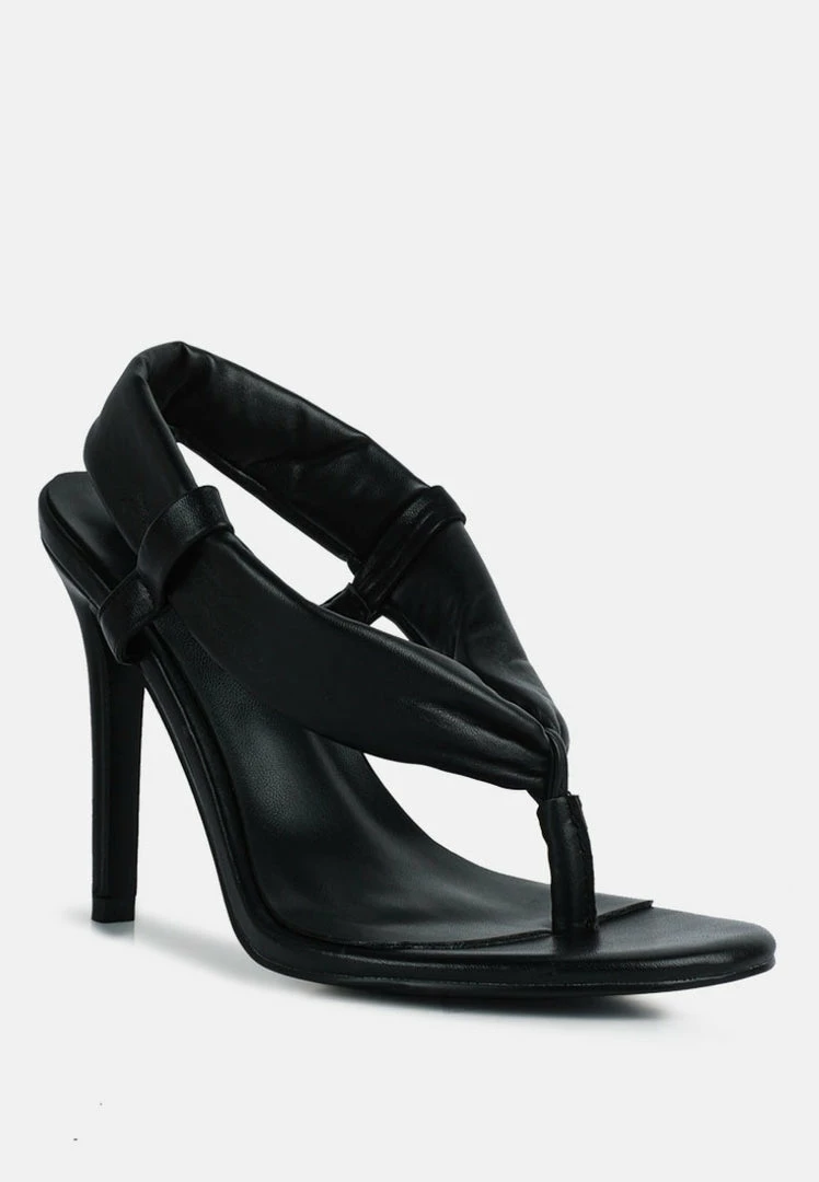 Rag & Co SINGLES Black High Heeled Thong Sandals 3 Rag & Co SINGLES Black High Heeled Thong Sandals