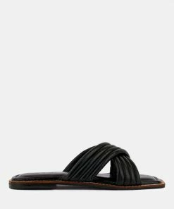 Rag & Co EURA Black Quilted Leather Flats