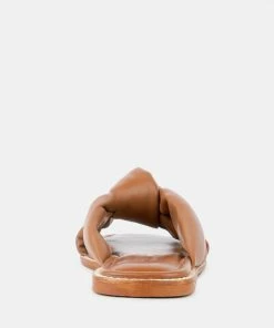 Rag & Co Flats CHUBS Tan Puffy Strap Sliders Flat