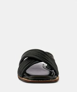 Rag & Co EURA Black Quilted Leather Flats