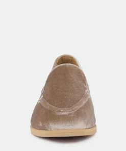 Rag & Co LUXE-LAP Taupe Velvet Handcrafted Loafers