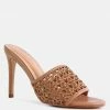 Rag & Co TEASE Mocca Woven Heeled Slides Sandals