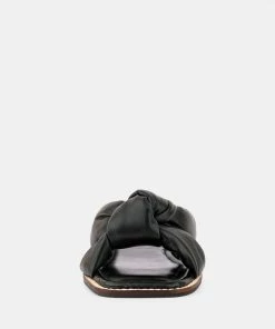Rag & Co CHUBS Black Puffy Strap Sliders Flat Flats 11 Rag & Co CHUBS Black Puffy Strap Sliders Flat Flats