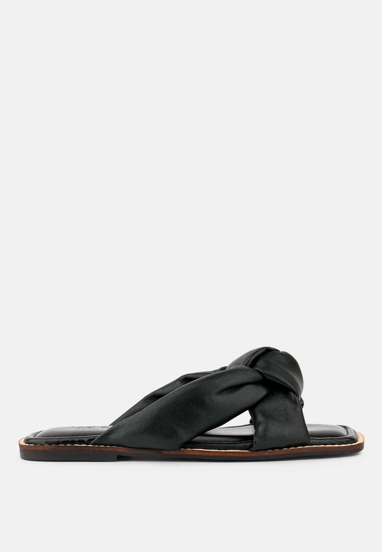 Rag & Co CHUBS Black Puffy Strap Sliders Flat Flats 4 Rag & Co CHUBS Black Puffy Strap Sliders Flat Flats
