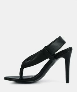 Rag & Co SINGLES Black High Heeled Thong Sandals 12 Rag & Co SINGLES Black High Heeled Thong Sandals