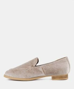 Rag & Co LUXE-LAP Taupe Velvet Handcrafted Loafers