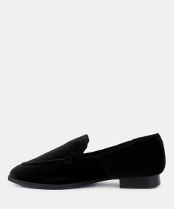 Rag & Co LUXE-LAP Black Velvet Handcrafted Loafers Loafers & Ballerinas