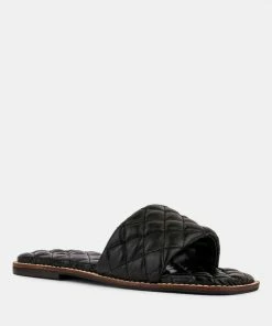 Rag & Co ODALTA Black Handcrafted Quilted Summer Flats