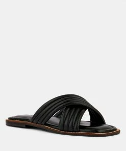 Rag & Co EURA Black Quilted Leather Flats