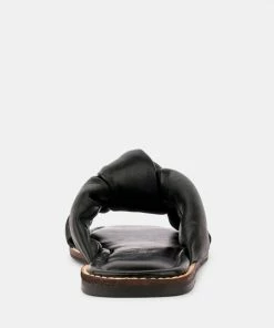 Rag & Co CHUBS Black Puffy Strap Sliders Flat Flats 13 Rag & Co CHUBS Black Puffy Strap Sliders Flat Flats