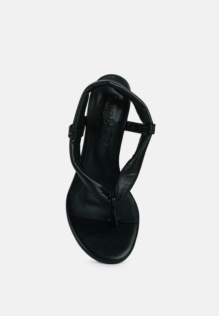 Rag & Co SINGLES Black High Heeled Thong Sandals 8 Rag & Co SINGLES Black High Heeled Thong Sandals