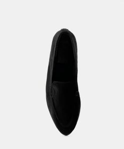 Rag & Co LUXE-LAP Black Velvet Handcrafted Loafers Loafers & Ballerinas