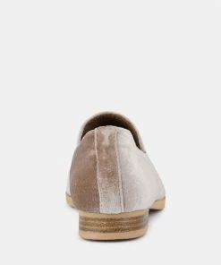 Rag & Co LUXE-LAP Taupe Velvet Handcrafted Loafers