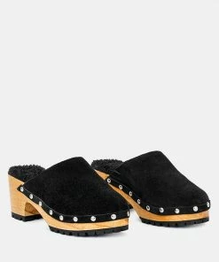 Rag & Co Clogs TULLEY Suede Clog Mules In Black