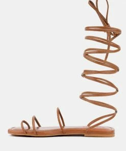 Rag & Co AMATHA Tan Essential Toe Ring Summer Leather Flats