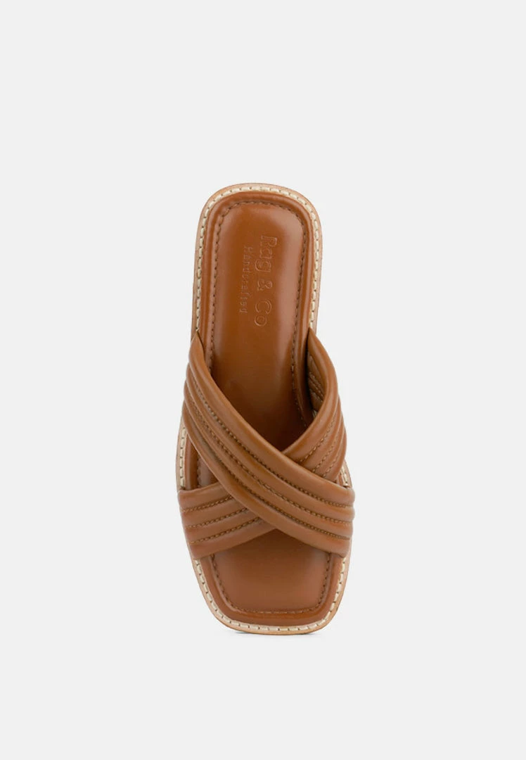 Rag & Co EURA Tan Quilted Leather Flats 8 Rag & Co EURA Tan Quilted Leather Flats
