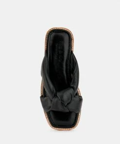 Rag & Co CHUBS Black Puffy Strap Sliders Flat Flats 14 Rag & Co CHUBS Black Puffy Strap Sliders Flat Flats