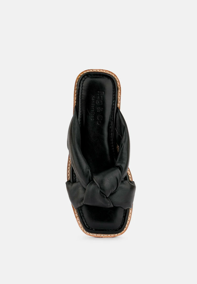 Rag & Co CHUBS Black Puffy Strap Sliders Flat Flats 8 Rag & Co CHUBS Black Puffy Strap Sliders Flat Flats