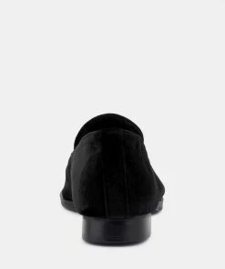 Rag & Co LUXE-LAP Black Velvet Handcrafted Loafers Loafers & Ballerinas