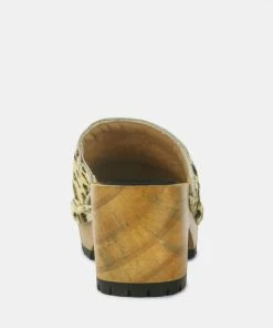 Rag & Co ACER Fine Suede Printed Leopard Clog Slides In Beige Clogs