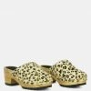 Rag & Co ACER Fine Suede Printed Leopard Clog Slides In Beige Clogs