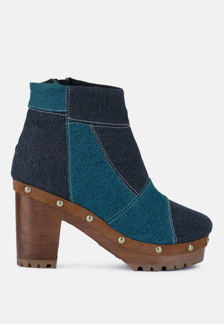 Rag & Co AGUAR Blue Denim Patchwork Ankle Boots 4 Rag & Co AGUAR Blue Denim Patchwork Ankle Boots
