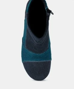 Rag & Co AGUAR Blue Denim Patchwork Ankle Boots 14 Rag & Co AGUAR Blue Denim Patchwork Ankle Boots