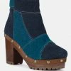 Rag & Co AGUAR Blue Denim Patchwork Ankle Boots 1 Rag & Co AGUAR Blue Denim Patchwork Ankle Boots