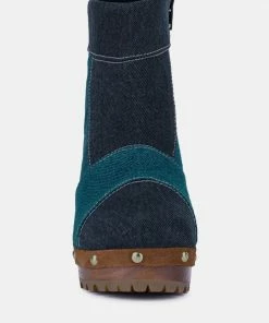 Rag & Co AGUAR Blue Denim Patchwork Ankle Boots 11 Rag & Co AGUAR Blue Denim Patchwork Ankle Boots