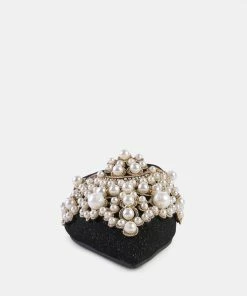 Rag & Co ASTRE Embellished Delicate Pearl Mules In Black