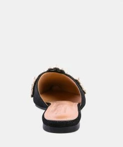 Rag & Co ASTRE Embellished Delicate Pearl Mules In Black
