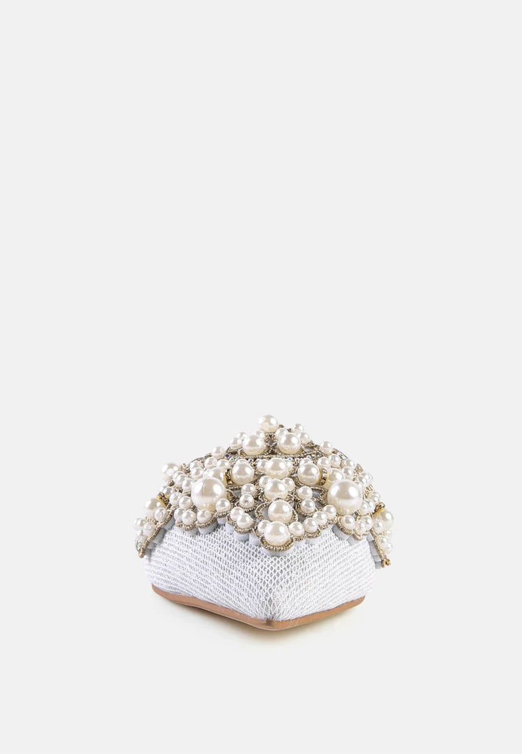Rag & Co ASTRE Embellished Delicate Pearl Mules In White 5 Rag & Co ASTRE Embellished Delicate Pearl Mules In White