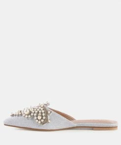 Rag & Co ASTRE Embellished Delicate Pearl Mules In White 12 Rag & Co ASTRE Embellished Delicate Pearl Mules In White