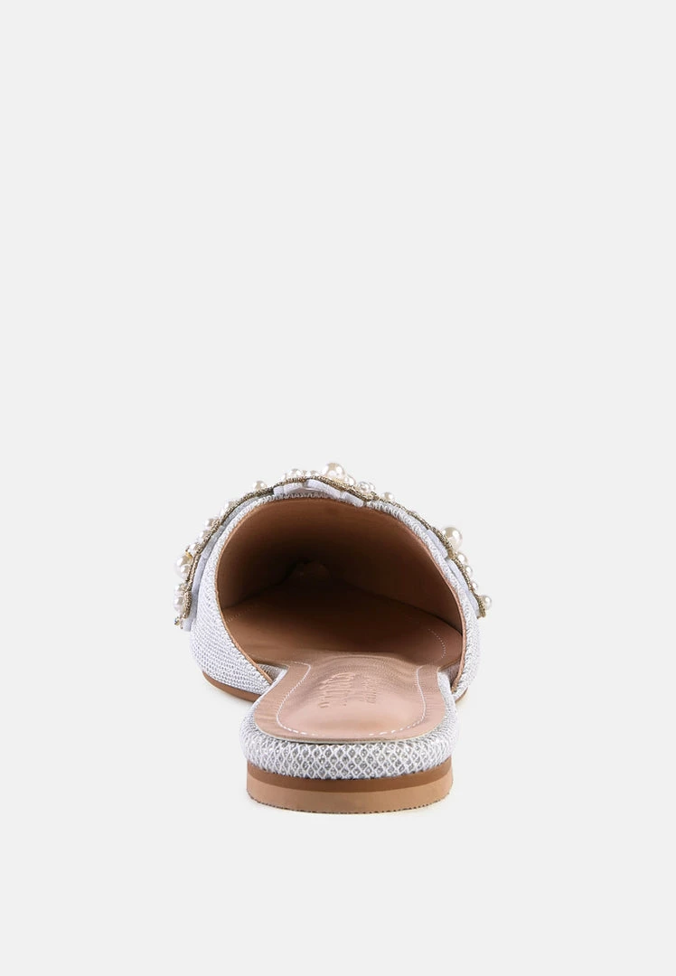 Rag & Co ASTRE Embellished Delicate Pearl Mules In White 7 Rag & Co ASTRE Embellished Delicate Pearl Mules In White