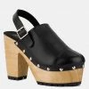 Rag & Co ALONA Black Slingback High Block Heeled Clogs