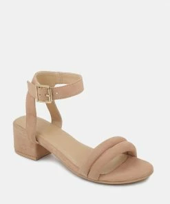 Rag & Co Official Store 30 Rag & Co AMELIA Beige Block Heel Sandal