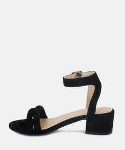 Rag & Co Sandals AMELIA Black Minimalist Block Heel Sandal