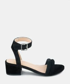Rag & Co Sandals AMELIA Black Minimalist Block Heel Sandal