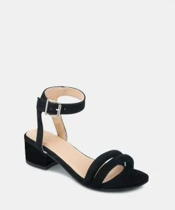 Rag & Co Sandals AMELIA Black Minimalist Block Heel Sandal