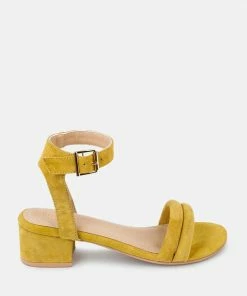 Rag & Co AMELIA Mustard Minimalist Block Heel Sandal