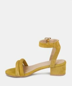 Rag & Co AMELIA Mustard Minimalist Block Heel Sandal